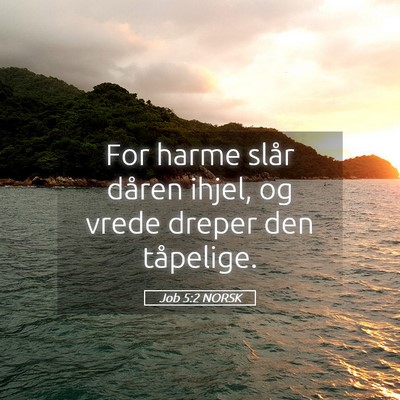Picture 05 - Job 5:2 NORSK - For harme slår dåren ihjel, og vrede dreper den - Bible Verse Picture