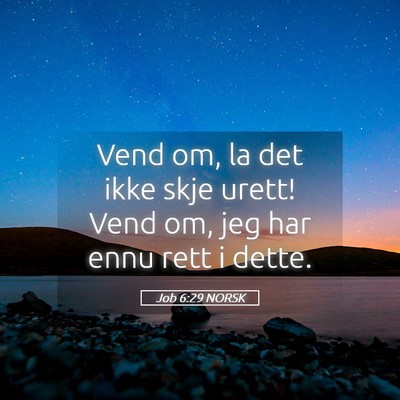 Picture 05 - Job 6:29 NORSK - Vend om, la det ikke skje urett! Vend om, jeg har - Bible Verse Picture