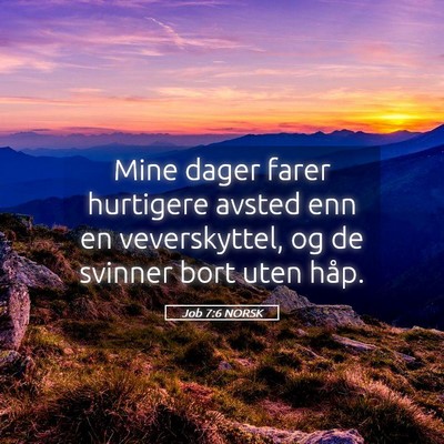 Picture 05 - Job 7:6 NORSK - Mine dager farer hurtigere avsted enn en - Bible Verse Picture