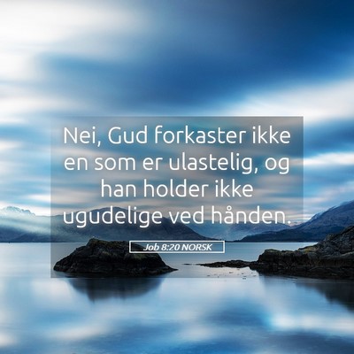 Picture 05 - Job 8:20 NORSK - Nei, Gud forkaster ikke en som er ulastelig, og - Bible Verse Picture
