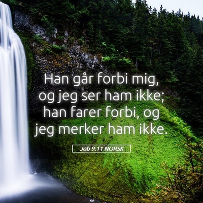 Picture 05 - Job 9:11 NORSK - Han går forbi mig, og jeg ser ham ikke; han - Bible Verse Picture