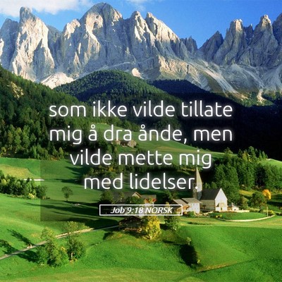 Picture 05 - Job 9:18 NORSK - som ikke vilde tillate mig å dra ånde, men - Bible Verse Picture