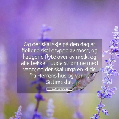Picture 05 - Joel 3:18 NORSK - Og det skal skje på den dag at fjellene skal - Bible Verse Picture