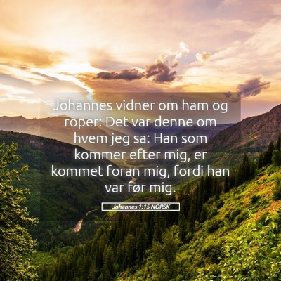 Picture 05 - Johannes 1:15 NORSK - Johannes vidner om ham og roper: Det var denne om - Bible Verse Picture