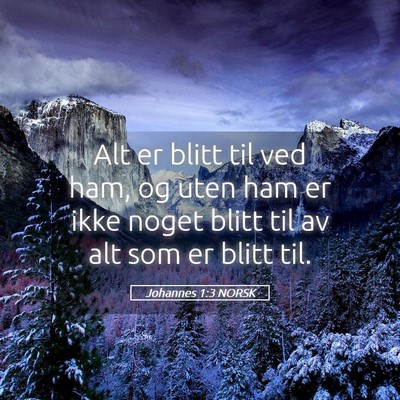 Picture 05 - Johannes 1:3 NORSK - Alt er blitt til ved ham, og uten ham er ikke - Bible Verse Picture