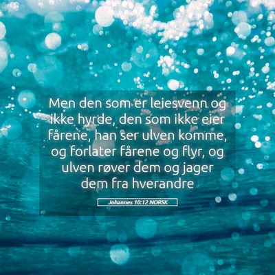 Picture 05 - Johannes 10:12 NORSK - Men den som er leiesvenn og ikke hyrde, den som - Bible Verse Picture