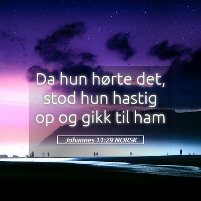 Picture 05 - Johannes 11:29 NORSK - Da hun hørte det, stod hun hastig op og gikk til - Bible Verse Picture