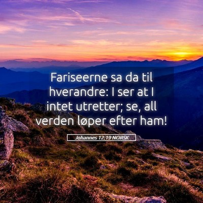 Picture 05 - Johannes 12:19 NORSK - Fariseerne sa da til hverandre: I ser at I intet - Bible Verse Picture