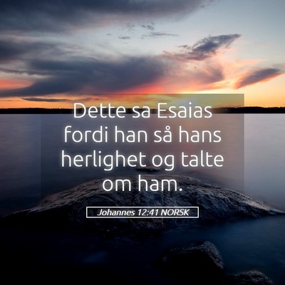 Picture 05 - Johannes 12:41 NORSK - Dette sa Esaias fordi han så hans herlighet og - Bible Verse Picture