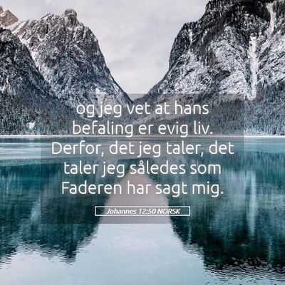 Picture 05 - Johannes 12:50 NORSK - og jeg vet at hans befaling er evig liv. Derfor, - Bible Verse Picture