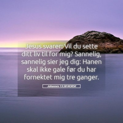 Picture 05 - Johannes 13:38 NORSK - Jesus svarer: Vil du sette ditt liv til for mig? - Bible Verse Picture