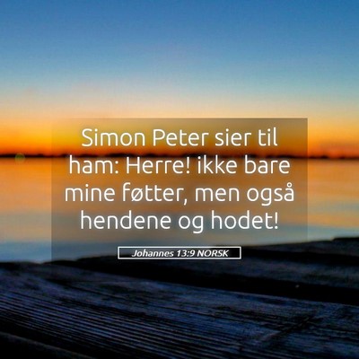 Picture 05 - Johannes 13:9 NORSK - Simon Peter sier til ham: Herre! ikke bare mine - Bible Verse Picture