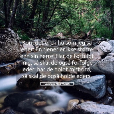 Picture 05 - Johannes 15:20 NORSK - Kom det ord i hu som jeg sa eder: En tjener er - Bible Verse Picture