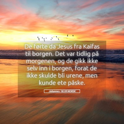 Picture 05 - Johannes 18:28 NORSK - De førte da Jesus fra Kaifas til borgen. Det var - Bible Verse Picture