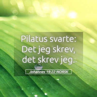 Picture 05 - Johannes 19:22 NORSK - Pilatus svarte: Det jeg skrev, det skrev - Bible Verse Picture