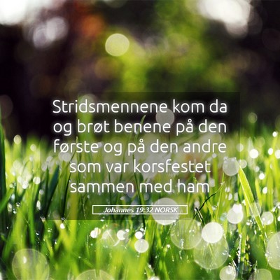 Picture 05 - Johannes 19:32 NORSK - Stridsmennene kom da og brøt benene på den - Bible Verse Picture