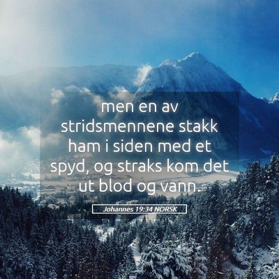 Picture 05 - Johannes 19:34 NORSK - men en av stridsmennene stakk ham i siden med et - Bible Verse Picture