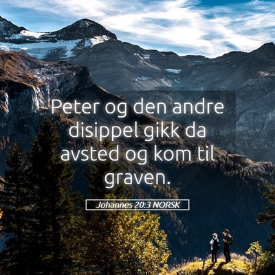 Picture 05 - Johannes 20:3 NORSK - Peter og den andre disippel gikk da avsted og kom - Bible Verse Picture