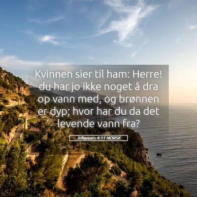 Picture 05 - Johannes 4:11 NORSK - Kvinnen sier til ham: Herre! du har jo ikke noget - Bible Verse Picture
