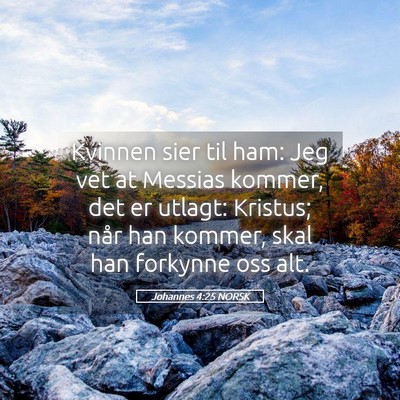 Picture 05 - Johannes 4:25 NORSK - Kvinnen sier til ham: Jeg vet at Messias kommer, - Bible Verse Picture