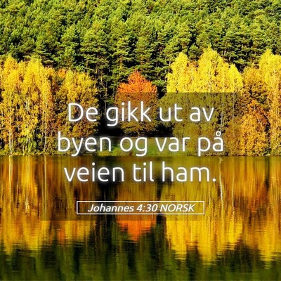 Picture 05 - Johannes 4:30 NORSK - De gikk ut av byen og var på veien til - Bible Verse Picture