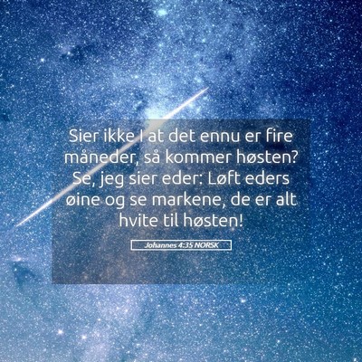Picture 05 - Johannes 4:35 NORSK - Sier ikke I at det ennu er fire måneder, så - Bible Verse Picture