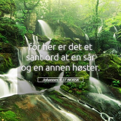 Picture 05 - Johannes 4:37 NORSK - for her er det et sant ord at en sår og en annen - Bible Verse Picture