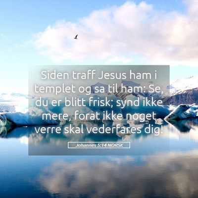 Picture 05 - Johannes 5:14 NORSK - Siden traff Jesus ham i templet og sa til ham: - Bible Verse Picture