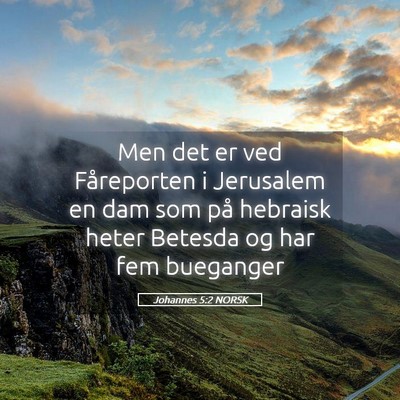 Picture 05 - Johannes 5:2 NORSK - Men det er ved Fåreporten i Jerusalem en dam som - Bible Verse Picture