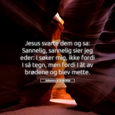 Picture 05 - Johannes 6:26 NORSK - Jesus svarte dem og sa: Sannelig, sannelig sier - Bible Verse Picture