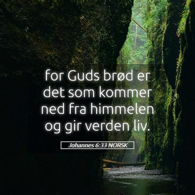 Picture 05 - Johannes 6:33 NORSK - for Guds brød er det som kommer ned fra himmelen - Bible Verse Picture