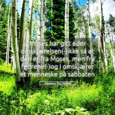 Picture 05 - Johannes 7:22 NORSK - Moses har gitt eder omskjærelsen(-)ikke så at - Bible Verse Picture