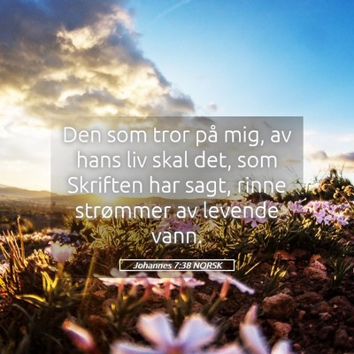 Picture 05 - Johannes 7:38 NORSK - Den som tror på mig, av hans liv skal det, som - Bible Verse Picture