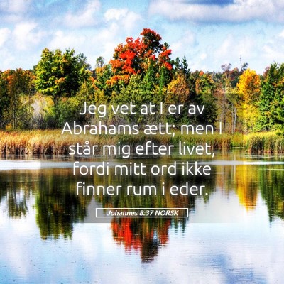 Picture 05 - Johannes 8:37 NORSK - Jeg vet at I er av Abrahams ætt; men I står mig - Bible Verse Picture