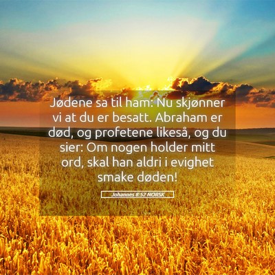 Picture 05 - Johannes 8:52 NORSK - Jødene sa til ham: Nu skjønner vi at du er - Bible Verse Picture