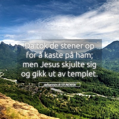Picture 05 - Johannes 8:59 NORSK - Da tok de stener op for å kaste på ham; men - Bible Verse Picture