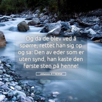 Picture 05 - Johannes 8:7 NORSK - Og da de blev ved å spørre, rettet han sig op - Bible Verse Picture
