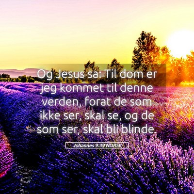 Picture 05 - Johannes 9:39 NORSK - Og Jesus sa: Til dom er jeg kommet til denne - Bible Verse Picture