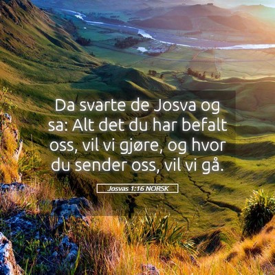 Picture 05 - Josvas 1:16 NORSK - Da svarte de Josva og sa: Alt det du har befalt - Bible Verse Picture