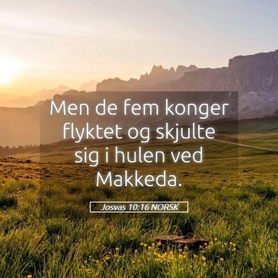 Picture 05 - Josvas 10:16 NORSK - Men de fem konger flyktet og skjulte sig i hulen - Bible Verse Picture