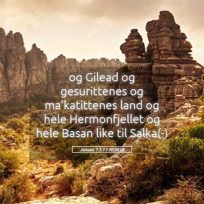 Picture 05 - Josvas 13:11 NORSK - og Gilead og gesurittenes og ma'katittenes land - Bible Verse Picture