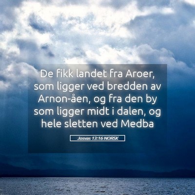 Picture 05 - Josvas 13:16 NORSK - De fikk landet fra Aroer, som ligger ved bredden - Bible Verse Picture