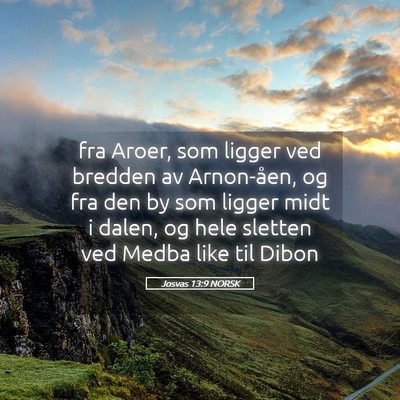 Picture 05 - Josvas 13:9 NORSK - fra Aroer, som ligger ved bredden av Arnon-åen, - Bible Verse Picture