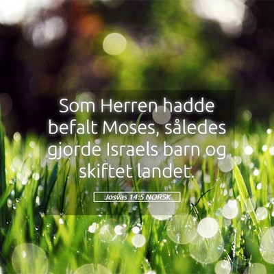 Picture 05 - Josvas 14:5 NORSK - Som Herren hadde befalt Moses, således gjorde - Bible Verse Picture