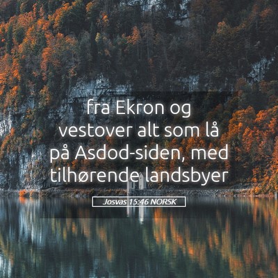 Picture 05 - Josvas 15:46 NORSK - fra Ekron og vestover alt som lå på - Bible Verse Picture