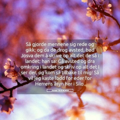 Picture 05 - Josvas 18:8 NORSK - Så gjorde mennene sig rede og gikk; og da de - Bible Verse Picture