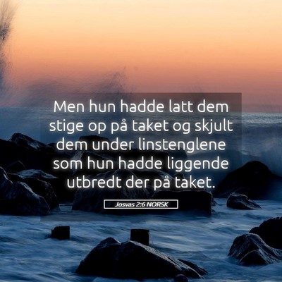 Picture 05 - Josvas 2:6 NORSK - Men hun hadde latt dem stige op på taket og - Bible Verse Picture