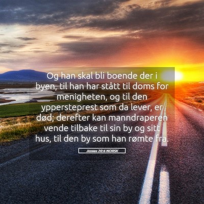 Picture 05 - Josvas 20:6 NORSK - Og han skal bli boende der i byen, til han har - Bible Verse Picture