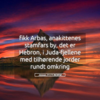 Picture 05 - Josvas 21:11 NORSK - fikk Arbas, anakittenes stamfars by, det er - Bible Verse Picture