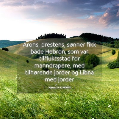 Picture 05 - Josvas 21:13 NORSK - Arons, prestens, sønner fikk både Hebron, som - Bible Verse Picture